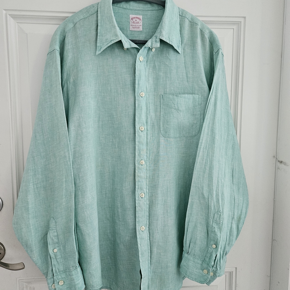 Brooks Brothers Green Casual Button Down Shirt Relaxed Fit